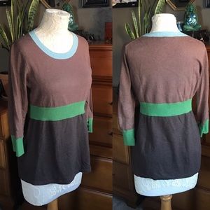 Boden Brown & Green Color Block Sweater